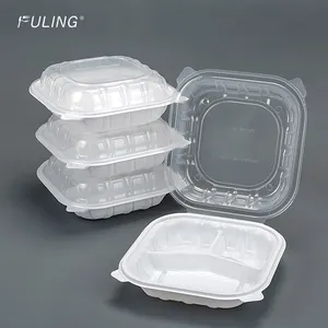 Fuling Bpa Gratis Food Take Away Microwable 3 Compartimenten Wegwerp Plastic Mfpp Nemen Voedselcontainers