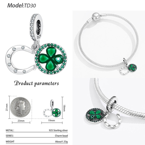 Nuevo Diseño, Pulsera Unisex en Forma de U con Trébol de Cuatro Hojas, Plata S925 y Circonia, Joyería - Product Image 3
