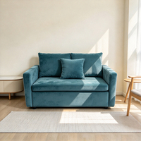 Canapé-lit individuel en chenille verte, siège profond, pour salon, avec coussin décoratif, idéal pour les petits appartements