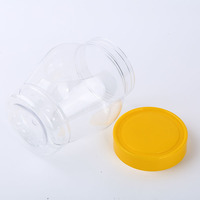 Grands pots de cornichons en plastique de 1000ml Boîte de bonbons et biscuits à large bouche Contenants en plastique transparents de stockage de qualité alimentaire avec bouchons