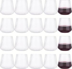 Clear Ribbed 12Oz Reusable <b>Plastic</b> Wine Whiskey Glass Durable Shatterproof Freezer Safe Party Picnic <b>Drinkware</b> Tumbler - Product Image 2