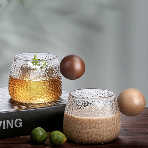 Heated Milk <strong>Coffee</strong> Glass Mug With Wooden Ball Handle for <strong>Coffee</strong> Milk Tea - Product Image 1