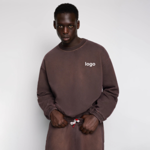 Basic Luxury Vintage Sun Faded Dyed Washed Streetwear Sweatshirts and Jogger Pants Matching Sets Tracksuit for Adult - Product Image 2