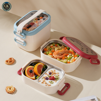 Boîte à lunch isotherme portable en acier inoxydable 304 de qualité alimentaire, avec cuillères et baguettes