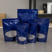 Sachets Doypack à Fermeture Zip Refermable Bleu Marine Mat Haute Performance avec Fenêtre Transparente pour Emballage de Poudres, Snacks et Aliments Secs – Sachet Autoportant