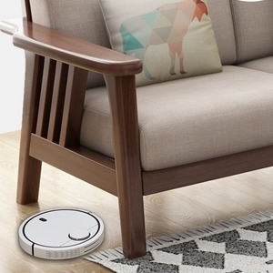 Sillón Chaise Longue Nórdico de Madera Maciza de Nogal, Moderno y Minimalista, Tapizado en Tela, Mueble Modular para Sala de Estar - Product Image 1