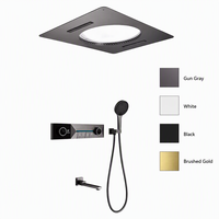Ensemble de douche thermostatique de luxe en laiton doré avec affichage LED, 4 fonctions, douche cascade murale pour villa et hôtel