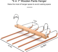 Organisateur de cintre en tissu de garde-robe magique en bois et métal 5 en 1 pour pantalon jupe écharpe
