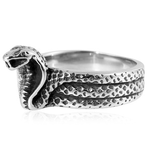 yunnique Retro Snake <b>Titanium</b> Steel <b>Ring</b> Unisex Fashion Jewelry Gift Animal Shape Geometric Design Steel Color - Product Image 4