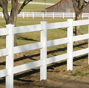 Cerca para Caballos de 3 Rieles, 4.5 pies de Altura, Plástico Blanco PVC Vinilo Ecológico y Fácil de Montar con Modelado 3D para Rancho o Corral - Product Image 1