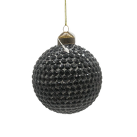 Vente en gros d'usine Boule de Noël en verre noir de 80 mm Ornement soufflé à la main avec des paillettes Design de diamant collé à la main Festival Mariage
