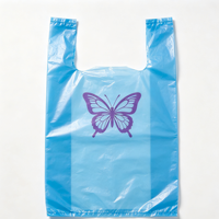 Sac de courses en plastique bleu en PEHD, personnalisé, à motif animalier, couleur unie, pour la vente en gros