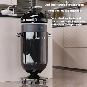 Bidone della <span class=keywords><strong>Spazzatura</strong></span> in Plastica Ecologico con Ruote, Capacità 15L/20L, per Ufficio e Bagno - Product Image 2