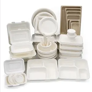 Wholesale 9 Inch Disposable Paper Party Supplies Plate Bagasse Take Away Biodegradable Party Tableware