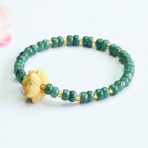 <span class=keywords><strong>Bracelet</strong></span> de charme en perles d'abacus en jadéite bleu eau de qualité A naturelle, motif fleur ethnique Juan Yu, lotus, pour femme, vente en gros, diffusion en direct - Product Image 2