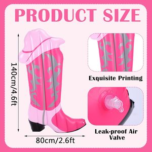 2 flotteurs gonflables pour piscine en forme de bottes de cowgirl roses, hauteur 4,6 pieds, décoration pour enterrement de vie de jeune fille, fête des célibataires, thème <span class=keywords><strong>western</strong></span> cowgirl - Product Image 2