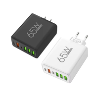 Haute qualité US EU UK 6 ports USB Type C 65W PD adaptateur de chargeur mural de téléphone à charge rapide pour Iphone pour Samsung