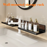 Support mural de rangement pour salle de bain en gros, support de robinet sans perçage, étagère suspendue pour organisation au-dessus du lavabo