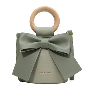 Vente en gros de sacs à main Fashion Girls Drawstring Mini Bucket Lolita Bag Single Shoulder avec poignée ronde et nœud - Product Image 5