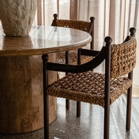 Fauteuil en bois massif tissé en rotin médiéval d'art design B & B Chaise de loisirs