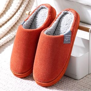 Otoño Invierno algodón para zapatillas mujeres forro polar antideslizante parte inferior amortiguación cálido uso en el hogar versiones de pareja de hombres - Product Image 6