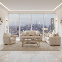 Ensemble de canapés modulaires haut de gamme en velours, canapé sectionnel carré moderne en tissu, dossier capitonné, pour appartement et hôtel, rembourré en mousse, pour salon