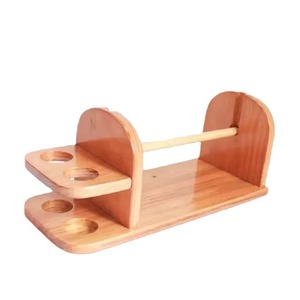 Support de bobine en bois pour fil à coudre, organisateur de rangement de bureau avec 4 trous, outil pratique pour le bricolage - Product Image 1