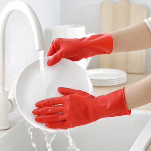 ถุงมือยางทนทานสำหรับใช้ในครัวเรือน ขนาด 28 ซม. กันน้ำ ทำจากยางลาเท็กซ์ สำหรับทำความสะอาดห้องครัวและล้างจาน - Product Image 3