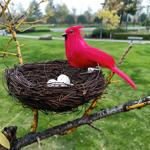 Nido de Pájaro Artificial, Decoración para el Hogar, Adorno Artístico con Plumas, Diseño Biomimético Hecho a Mano para la Habitación de los Niños - Product Image 1