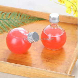 En Stock Mini 180ml 6oz Slope Sphere Botella <span class=keywords><strong>de</strong></span> jugo <span class=keywords><strong>de</strong></span> <span class=keywords><strong>vidrio</strong></span> transparente sin plomo para vino Licor Whisky Contenedor <span class=keywords><strong>con</strong></span> <span class=keywords><strong>tapa</strong></span> <span class=keywords><strong>de</strong></span> aluminio - Product Image 1