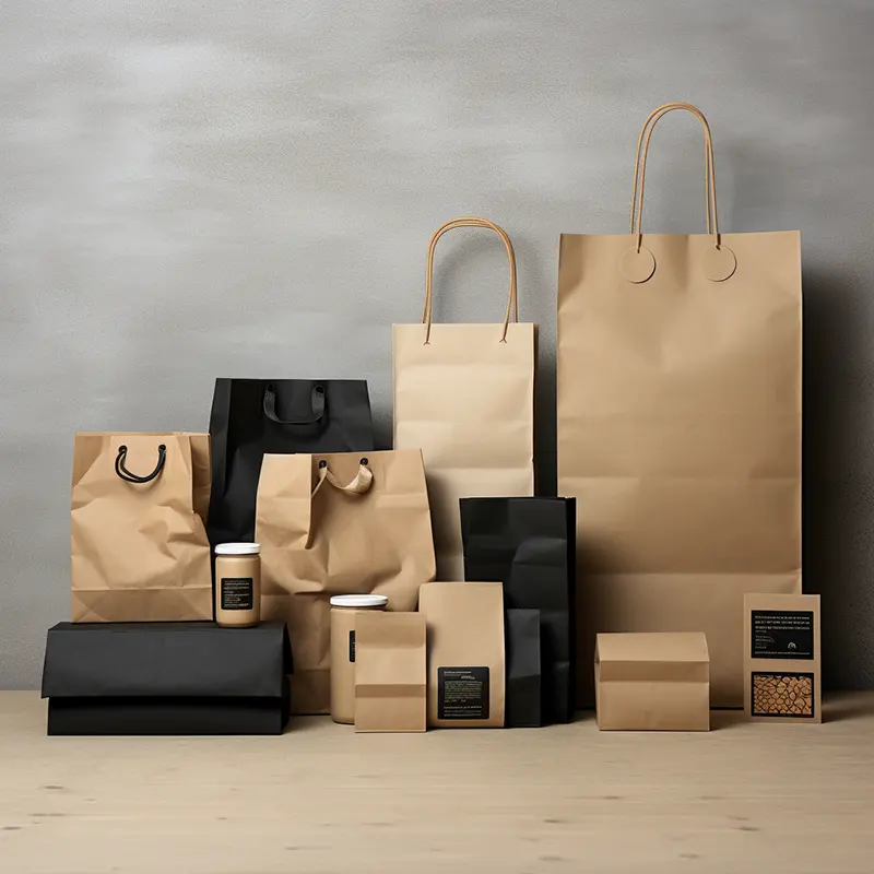 Bolsa de papel personalizada Biodegradable, embalaje de compras marrón con mango, bolsa de papel kraft para cafetería, tienda, panadería