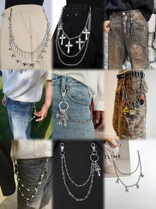 Custom Fashion <span class=keywords><strong>Silver</strong></span> Metal Belt Hip Pop Design para Streetwear Cruz Logo Cintura Cadeia Liga e Material de Ferro para Decoração - Product Image 6