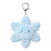 Porte-clés personnalisés en peluche flocons de neige de Noël avec logo sur mesure, animaux en peluche mignons, jouets en peluche, porte-clés flocons de neige