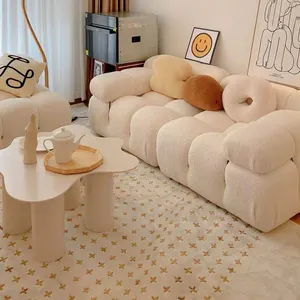Famiglia agnello modulo di velluto divani combinazione soggiorno divano in velluto bianco modulare divano a posti