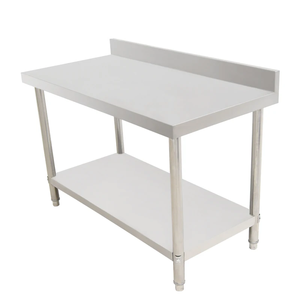 Mesa <span class=keywords><strong>de</strong></span> Trabajo <span class=keywords><strong>de</strong></span> Acero Inoxidable para <span class=keywords><strong>Cocina</strong></span> Comercial <span class=keywords><strong>de</strong></span> Restaurante, Respaldo, Estante <span class=keywords><strong>de</strong></span> Almacenamiento <span class=keywords><strong>de</strong></span> Doble Capa, Acabado Pulido, Altura Ajustable - Product Image 6