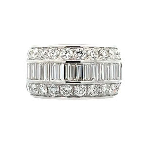 Bijoux de livraison rapide, de haute qualité, en or blanc massif 18 carats, avec de vrais diamants baguette, grand cluster, classique, pour mariage et fiançailles - Product Image 1