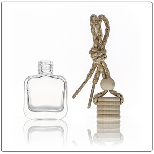Purificador de aire de coche de cristal con tapa de madera de 5ml a 15ml, botella de Perfume colgante, forma cuadrada con tapón de rosca, difusor de Perfume para coche - Product Image 6