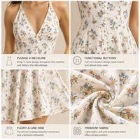 Robe Courte Florale Légère et Douce pour Femme, Tenue Décontractée d'Été pour les Vacances, Vente en Gros Fabricant