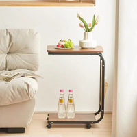 Table d'appoint roulante de haute qualité au design minimaliste moderne avec poche de rangement pour le côté du canapé et la salle d'étude