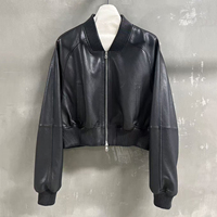 Jxwatcher Blouson Bomber Court en Cuir Véritable de Mouton pour Femme, Chaud et Doux, avec Logo Personnalisé, Tendance Printemps-Automne, Style Jeunesse