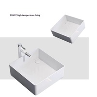 Vasque en céramique blanche à poser sur comptoir 3133 380x380mm, lavabo pour salle de bain d'hôtel, projet de décoration