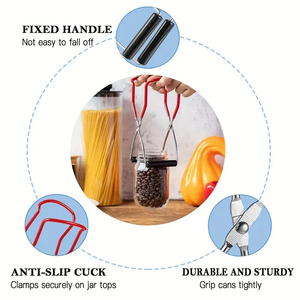 Canning Jar Lifter Tongs Aço Inoxidável Jar Lifter com Borracha Grips para Slip Wide-Boca Clip para Cozinha Restaurante - Product Image 4