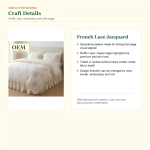 Custom <strong>Lavender</strong> French Lace Jacquard Duvet Cover Set 4 Piece Bed Skirt <strong>Bedding</strong> OEM - Product Image 6