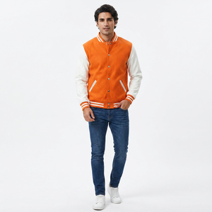Custom Logo Custom Varsity <b>Baseball</b> Loose Casual Sports <b>Jacket</b> <b>Men's</b> 100% Cotton Breathable Stand Collar Winter - Product Image 1
