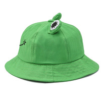 Chapeau de pêcheur avec oreilles et grenouille Chapeau de pêcheur Panama Dessin animé pour enfant Parents Chapeau de plage de randonnée en plein air Animal mignon drôle