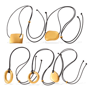 Gold Plated Stainless Steel Pendant <b>Necklace</b> 86cm Length 33.1mm Irregular Shape Unisex Jewelry Gift Classic Style - Product Image 5