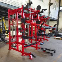Rack de musculation multifonctionnel en acier avec crossover de câbles et machine Smith, modèle non pliable LLQX126