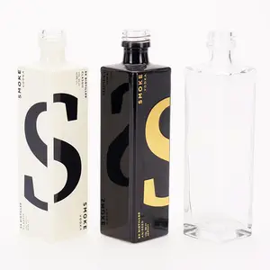 Wholesale Custom 50ml 60ml 100ml Mini Square Water Juice Wine Spirit Liquor Whisky Vodka Glass Bottle with Logo Printing