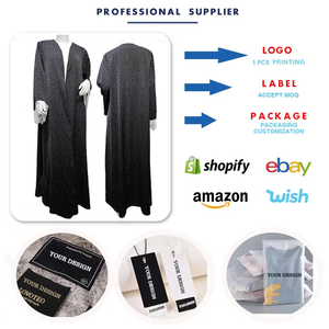MQ259 Vêtements islamiques modestes, Abaya, <span class=keywords><strong>cardigan</strong></span> à pois en dentelle douce, robe ouverte pour femmes, robe musulmane de Dubaï avec écharpe - Product Image 3