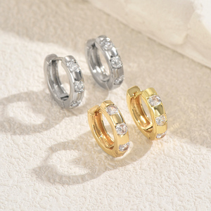 Boucles d'oreilles créoles en cuivre élégantes simples pour femmes de Style populaire avec Zircon parfait anniversaire bijoux de mode cadeau boucles d'oreilles - Product Image 4